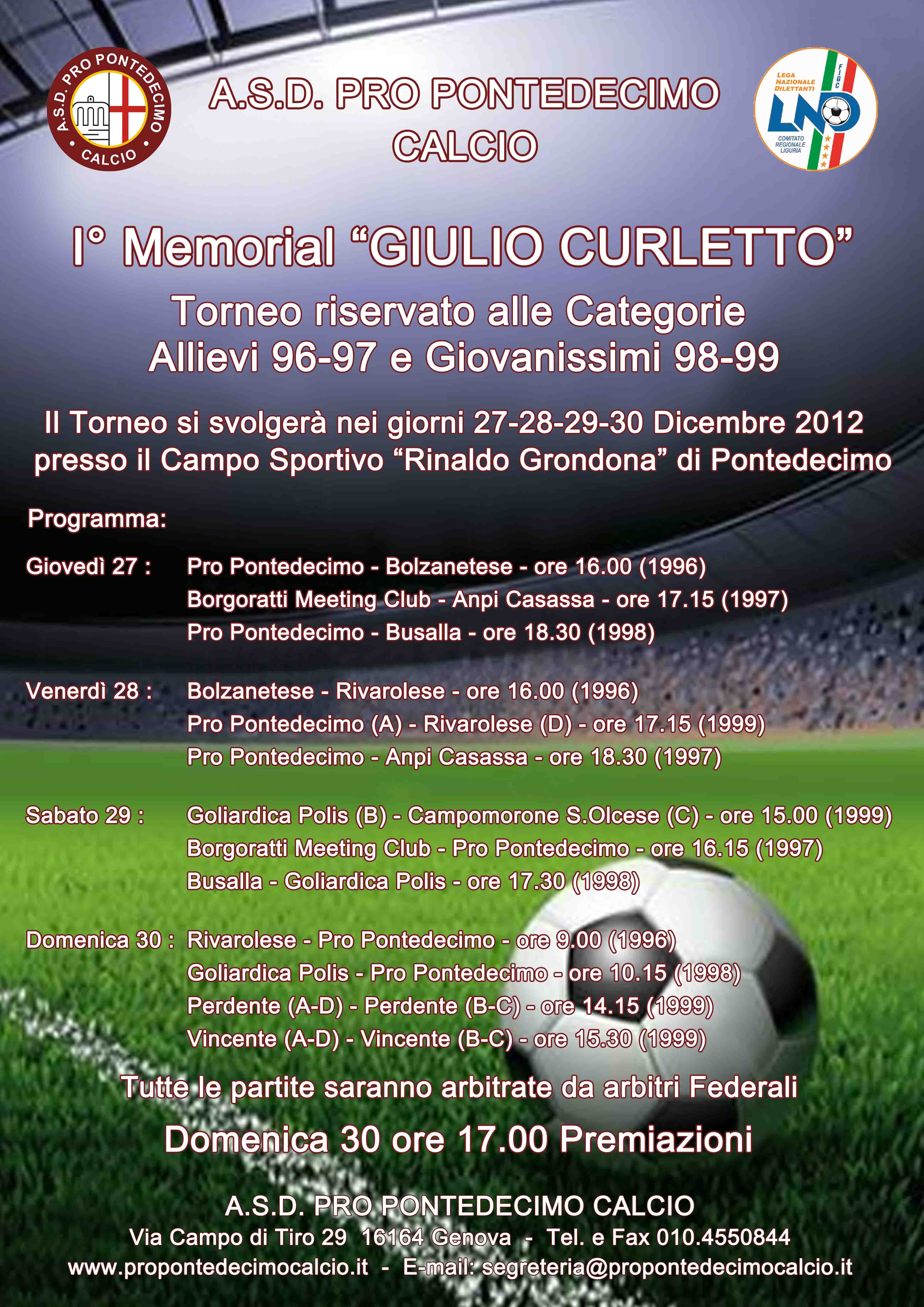Locandina Torneo Giulio Curletto 2012